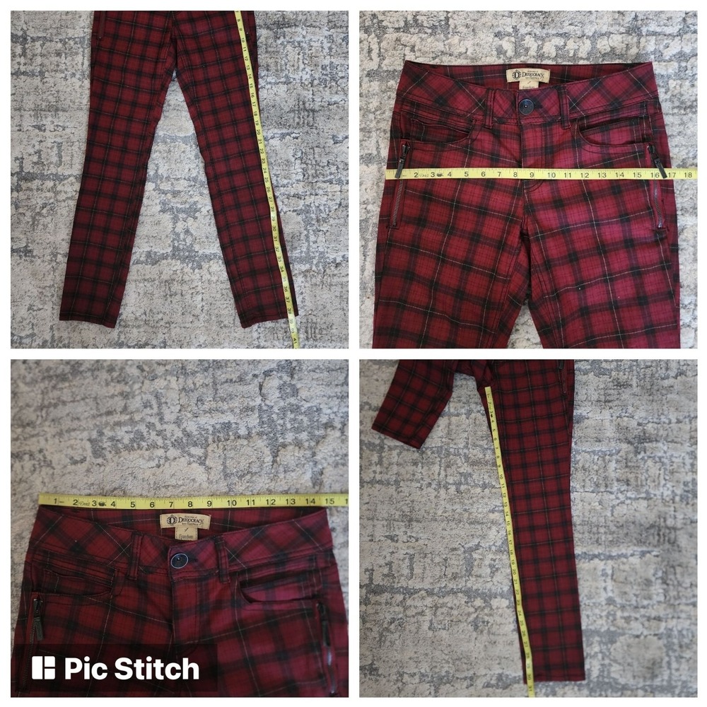 Democracy Women's Red Black Plaid Freedom Jegging Skinny Ankle Jeans Pant Size 7 - Picture 8 of 8